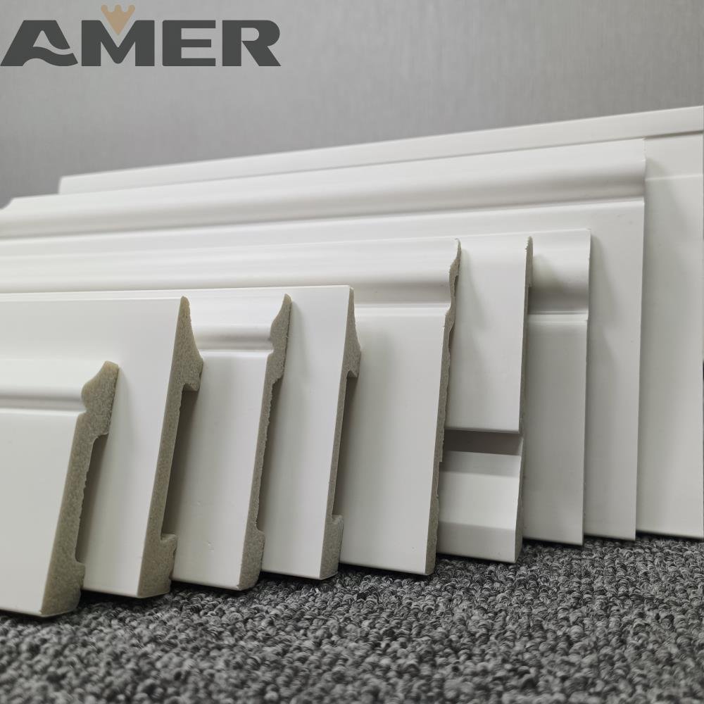 AMER Simple Whited Design PS Skirting PS Decoration Cornice Waterproof Wall Skirting