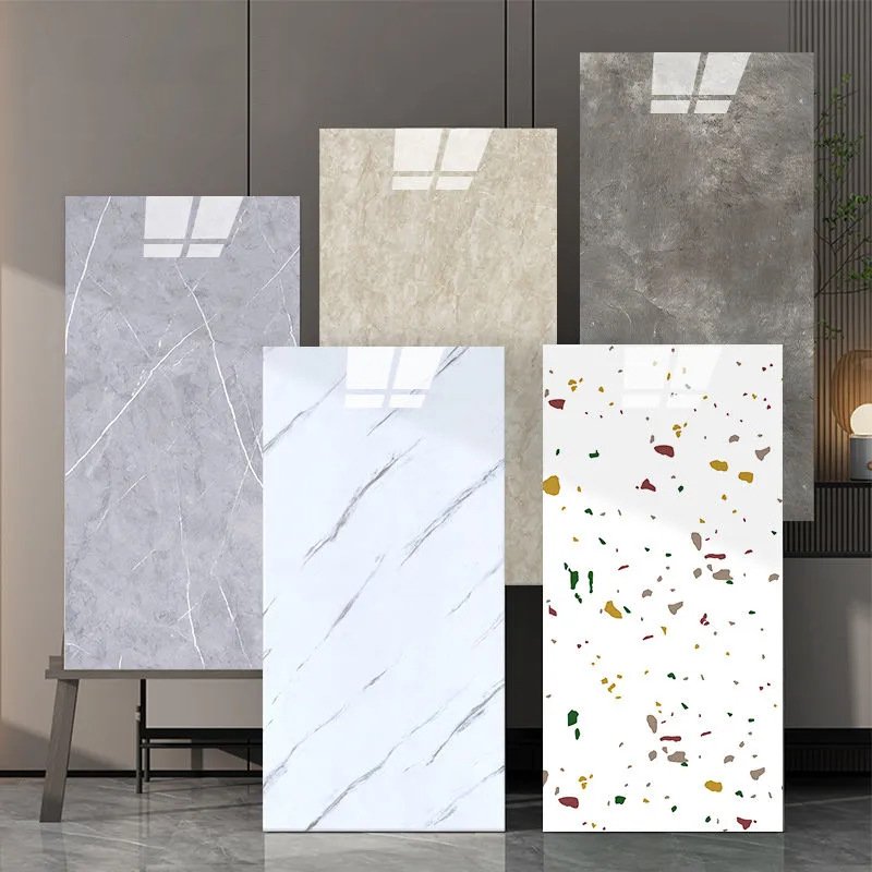 30*60cm Modern High Glossy PVC Wall Panels Marble Look Eco-Friendly Soundproof Geometric Waterproof Hotel Living Room Use