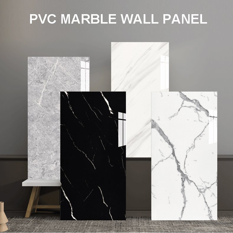 30*60cm Modern High Glossy PVC Wall Panels Marble Look Eco-Friendly Soundproof Geometric Waterproof Hotel Living Room Use