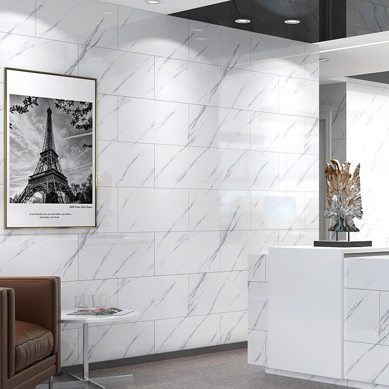30*60cm Modern High Glossy PVC Wall Panels Marble Look Eco-Friendly Soundproof Geometric Waterproof Hotel Living Room Use