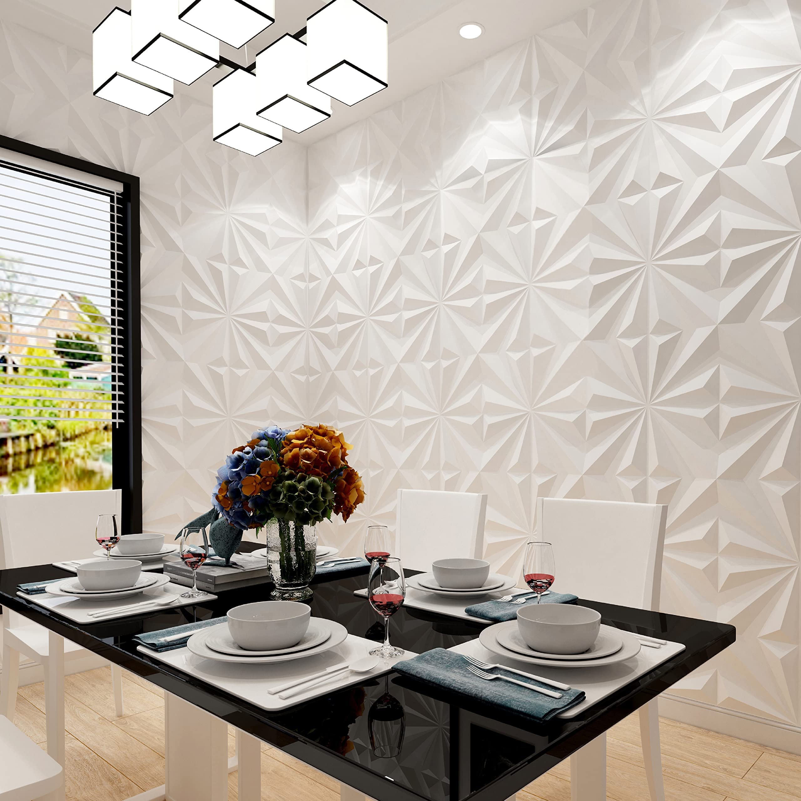 Matt Black/White Color Diamond Pattern Wall Board 3D PVC Wall Panel For Wall Decoration