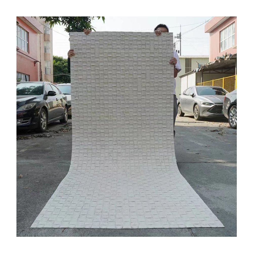 Easy installation light weight stone veneer panel flexible stone wall cladding veneer sheets travertine Mosaic texture board