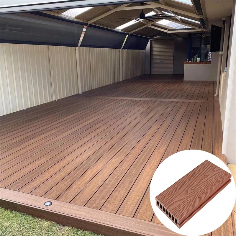 Anti-UV Plastic Composite Deck Board Wpc Capped Composite Decking Plank Co-extrusion Hollow WPC Decking Vinyl Flooring Tile