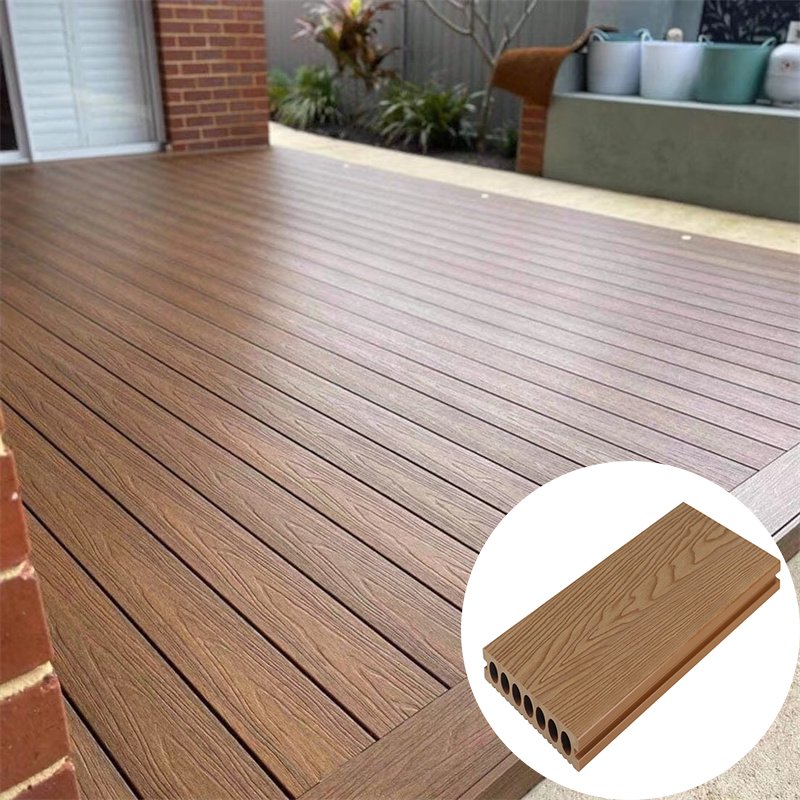 Anti-UV Plastic Composite Deck Board Wpc Capped Composite Decking Plank Co-extrusion Hollow WPC Decking Vinyl Flooring Tile