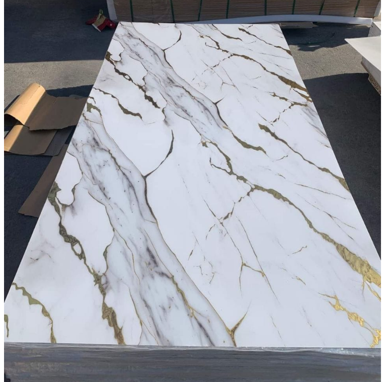 1220 2440mm Design White Marble Slab Background 2.5mm 3mm UV Board PVC Marble Sheet Decorative Plastic Wall Panels