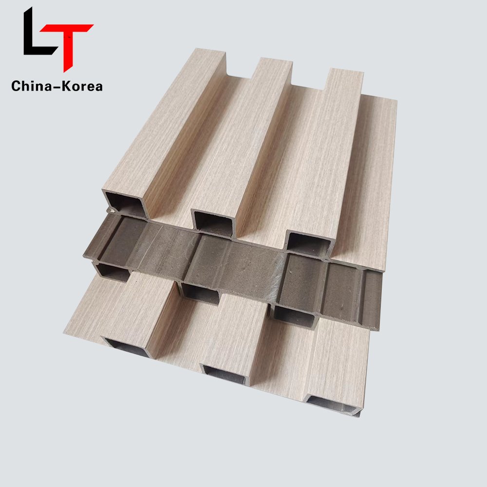 LT Factory Prices Alternative Fireproof WPC Fluted Wall Panel Wooden Cladding Solid foam 3d WPC Slat Wall Board For Hotel