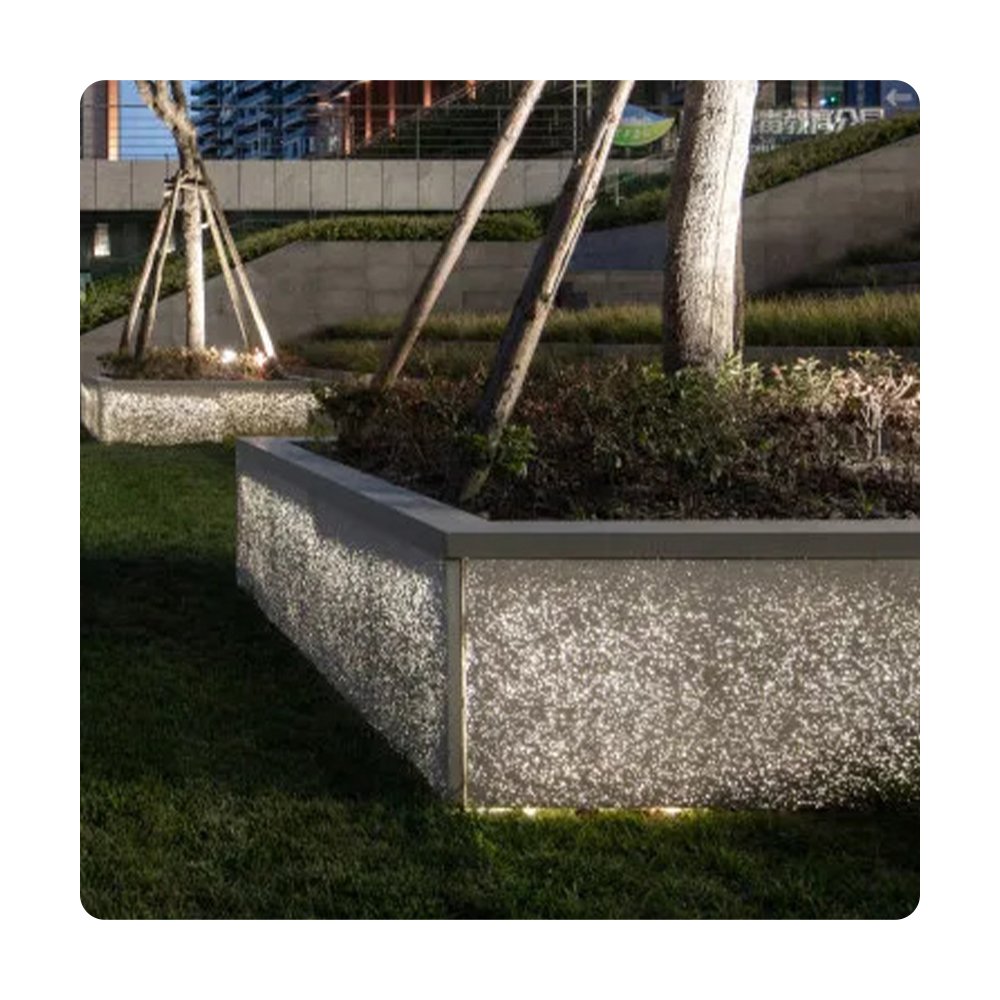 Custom Modern Fiber Optic Concrete Panel LED Transparent Decorative Cement Board Parks Sculpture Artwork Flower Pond Size