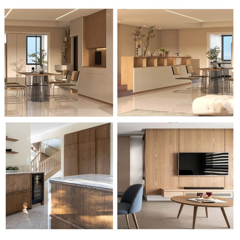 1220 Mm Width Wood Grain PVC Wall Board Solid Decor Bamboo Charcoal Wood Veneer Wall Panel