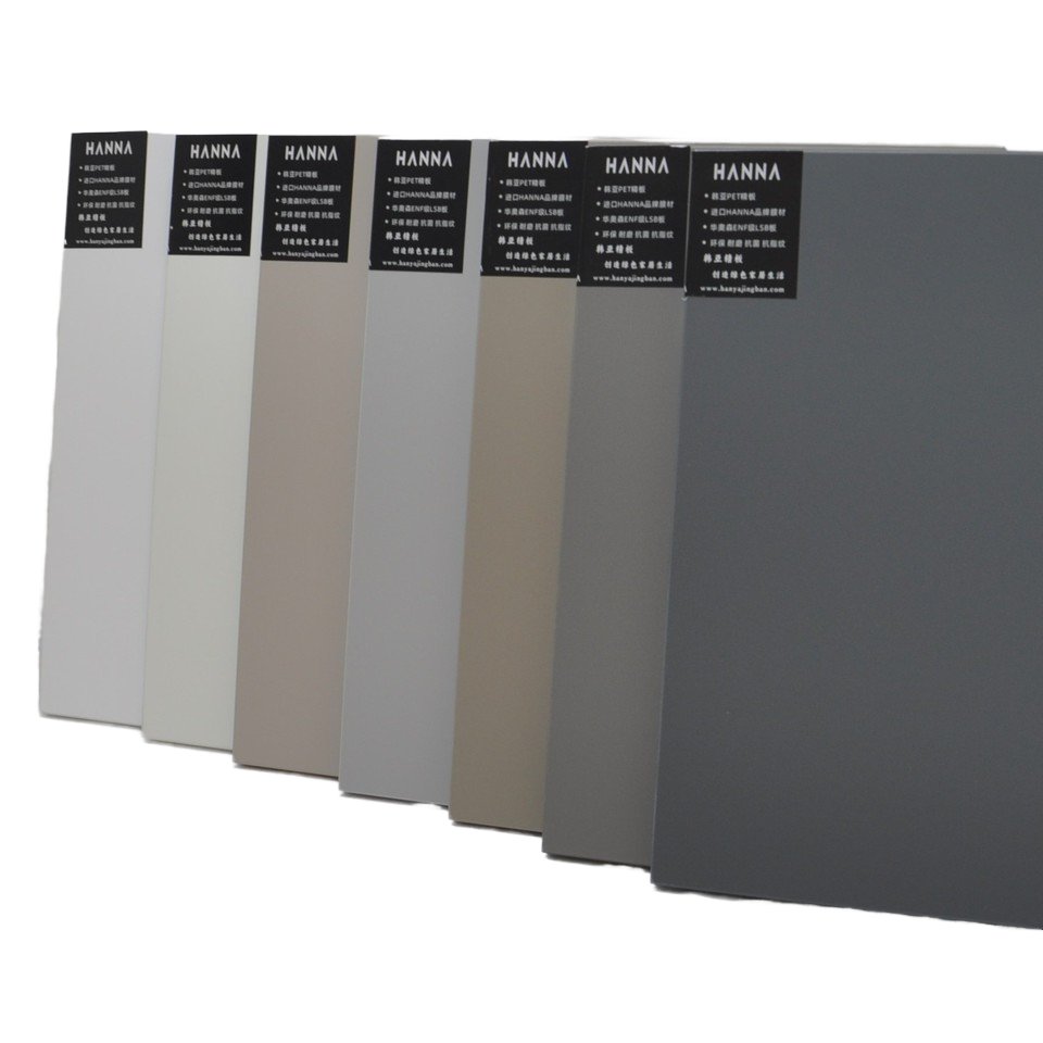 HANNA anti-fingerprint wear-resistant indoor furniture board moisture-proof PET laminate MDF environmental protection type 18mm