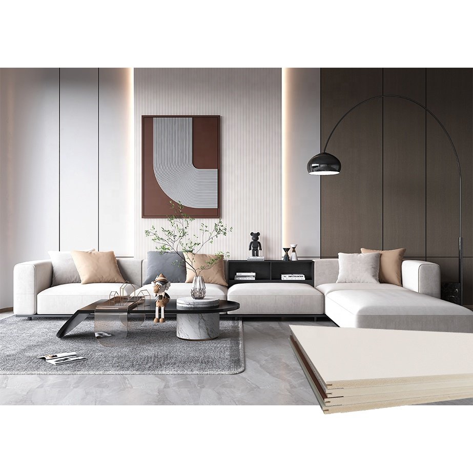 Wood grain texture 60cm indoor decorative interior living room wpc spc pvc wall board