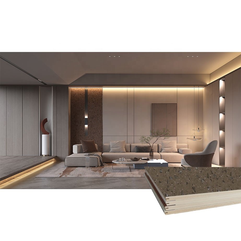 Wood grain texture 60cm indoor decorative interior living room wpc spc pvc wall board