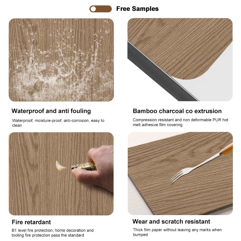 Marble seamless board Bamboo charcoal Wood Veneer Interior decorative panel background wall panels