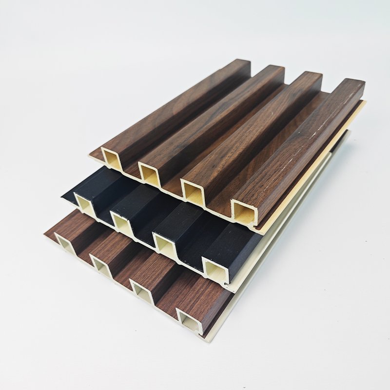 Indoor Ecological Wood Grain wpc pvc wall panels interior Bamboo With LED Light decoration board living room wall panel