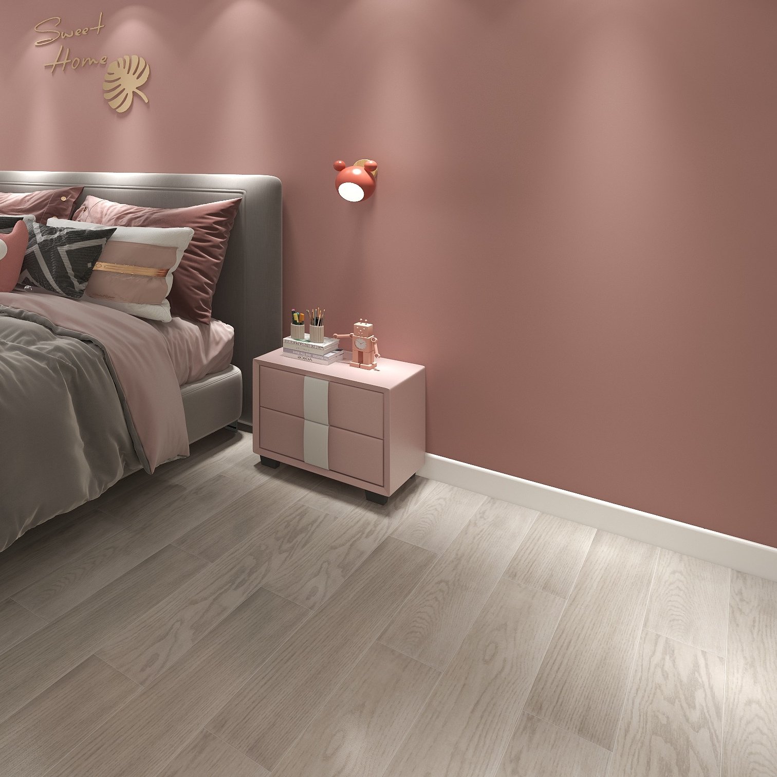 Waterproof Flooring/ Cork Back Wood Plank Interlocking Plastic Floor Tiles Kitchen Cabinets PVC Foam Board