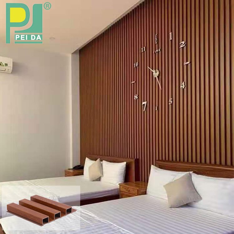 Guangzhou Interior Prefab House Slat Wall Strip Louver Screen WPC Board Panel 12mm