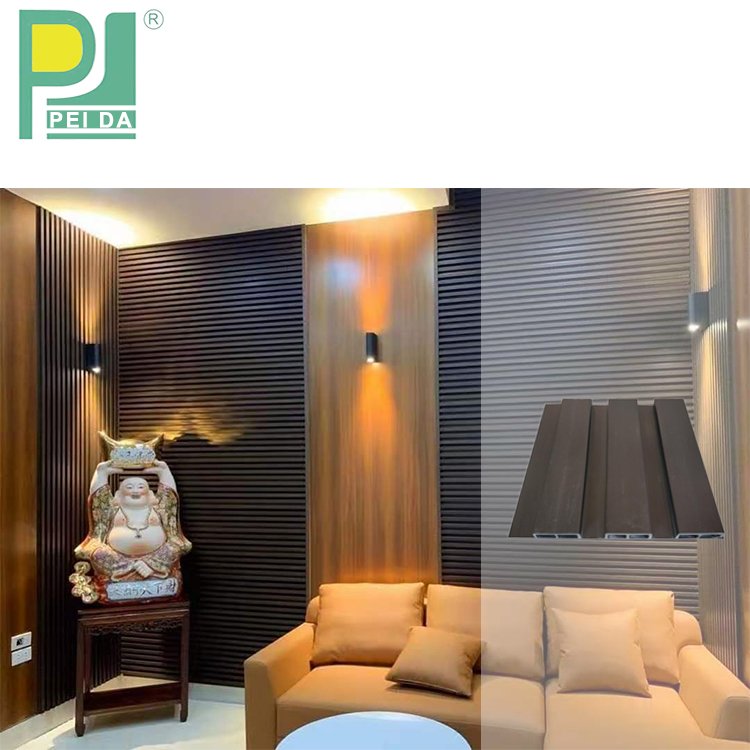 Guangzhou Interior Prefab House Slat Wall Strip Louver Screen WPC Board Panel 12mm