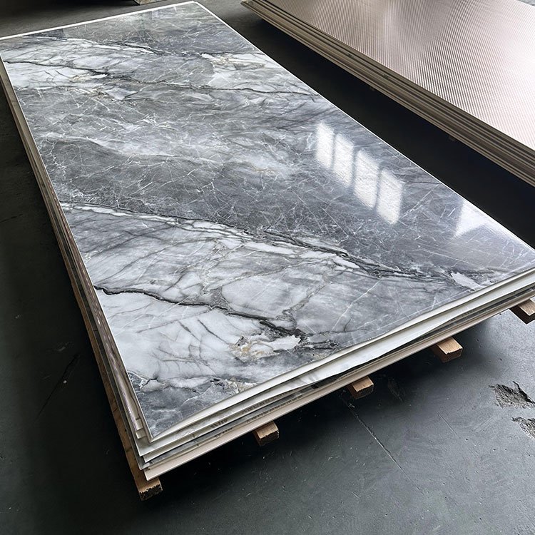 Bamboo Charcoal Fiber Mirror Decorative WPC Board Wood Veneer PVC Cladding Metal Texture Background Panel Wall Sheet