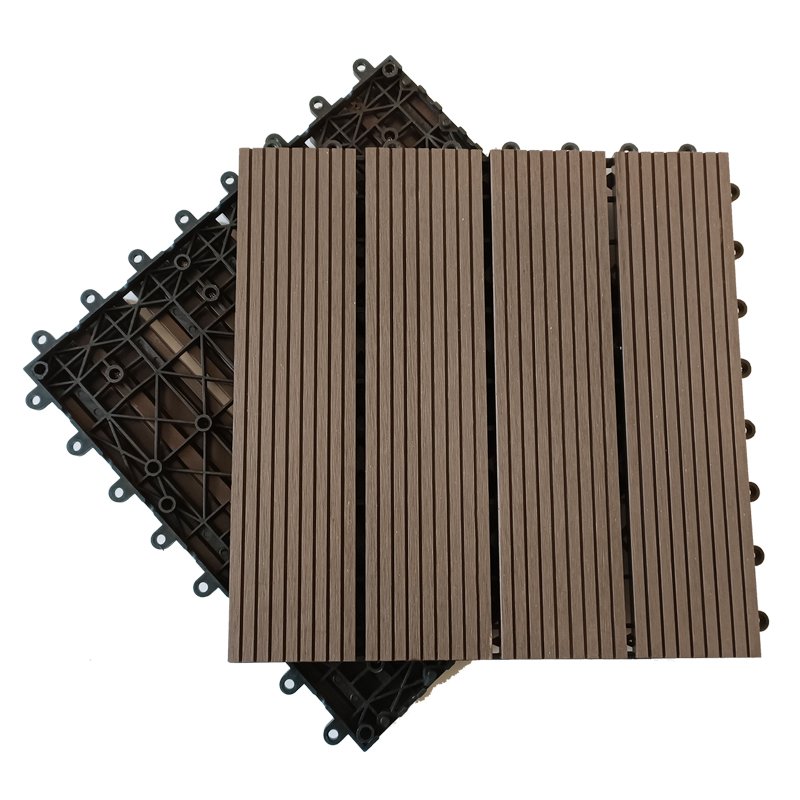 Eco-friendly Wood Composition Deck Tiles Interlocking Anti-slip WPC Floor Balcony Outdoor DIY Decking For Commercial Use