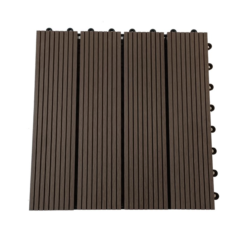 Eco-friendly Wood Composition Deck Tiles Interlocking Anti-slip WPC Floor Balcony Outdoor DIY Decking For Commercial Use