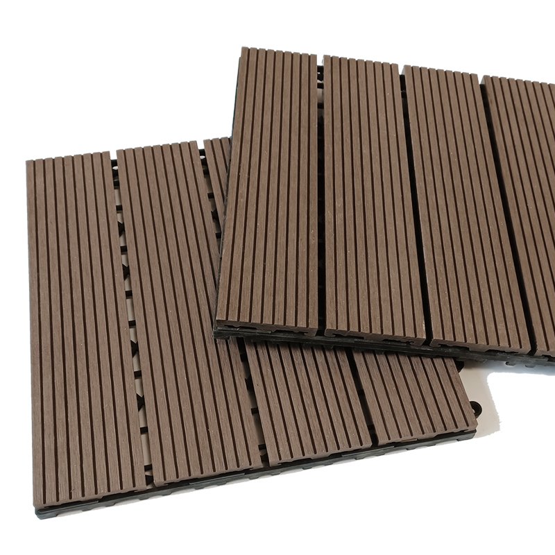 Eco-friendly Wood Composition Deck Tiles Interlocking Anti-slip WPC Floor Balcony Outdoor DIY Decking For Commercial Use