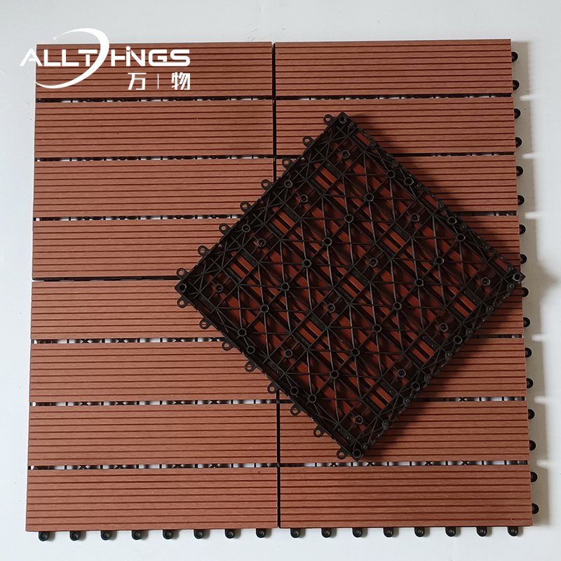 Eco-friendly Wood Composition Deck Tiles Interlocking Anti-slip WPC Floor Balcony Outdoor DIY Decking For Commercial Use