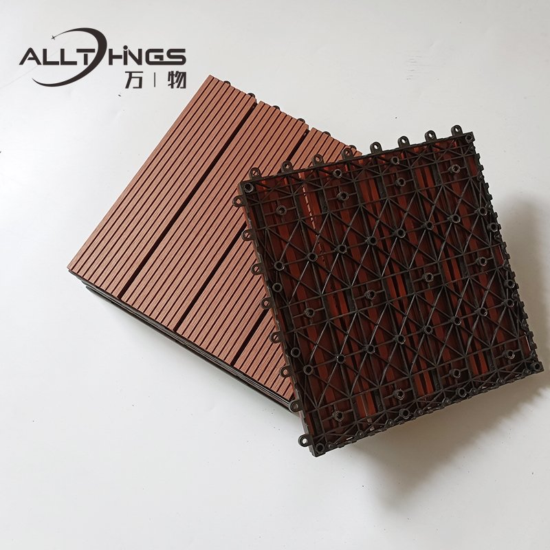 Eco-friendly Wood Composition Deck Tiles Interlocking Anti-slip WPC Floor Balcony Outdoor DIY Decking For Commercial Use