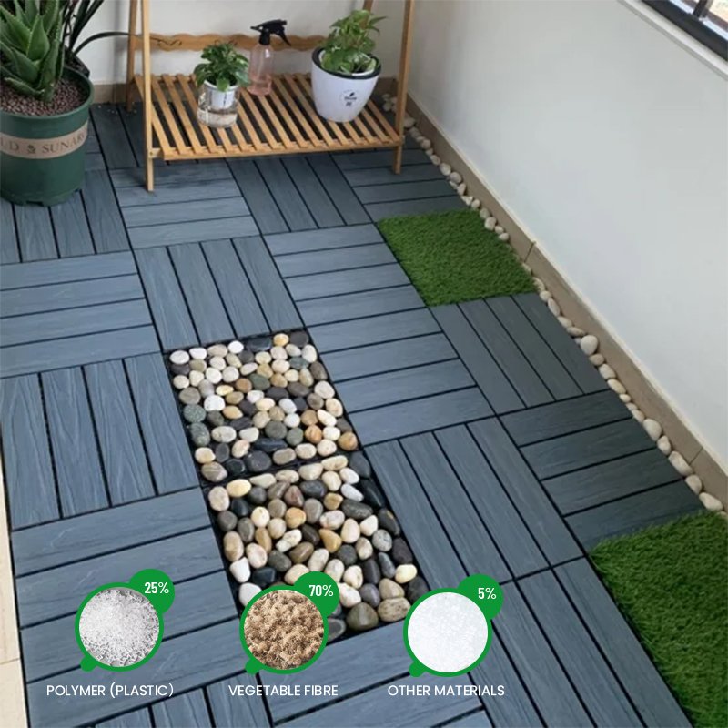 Factory Direct Design Cladding Effortless Decking Seamless Wood Plastic Composite wpc diy deck tiles