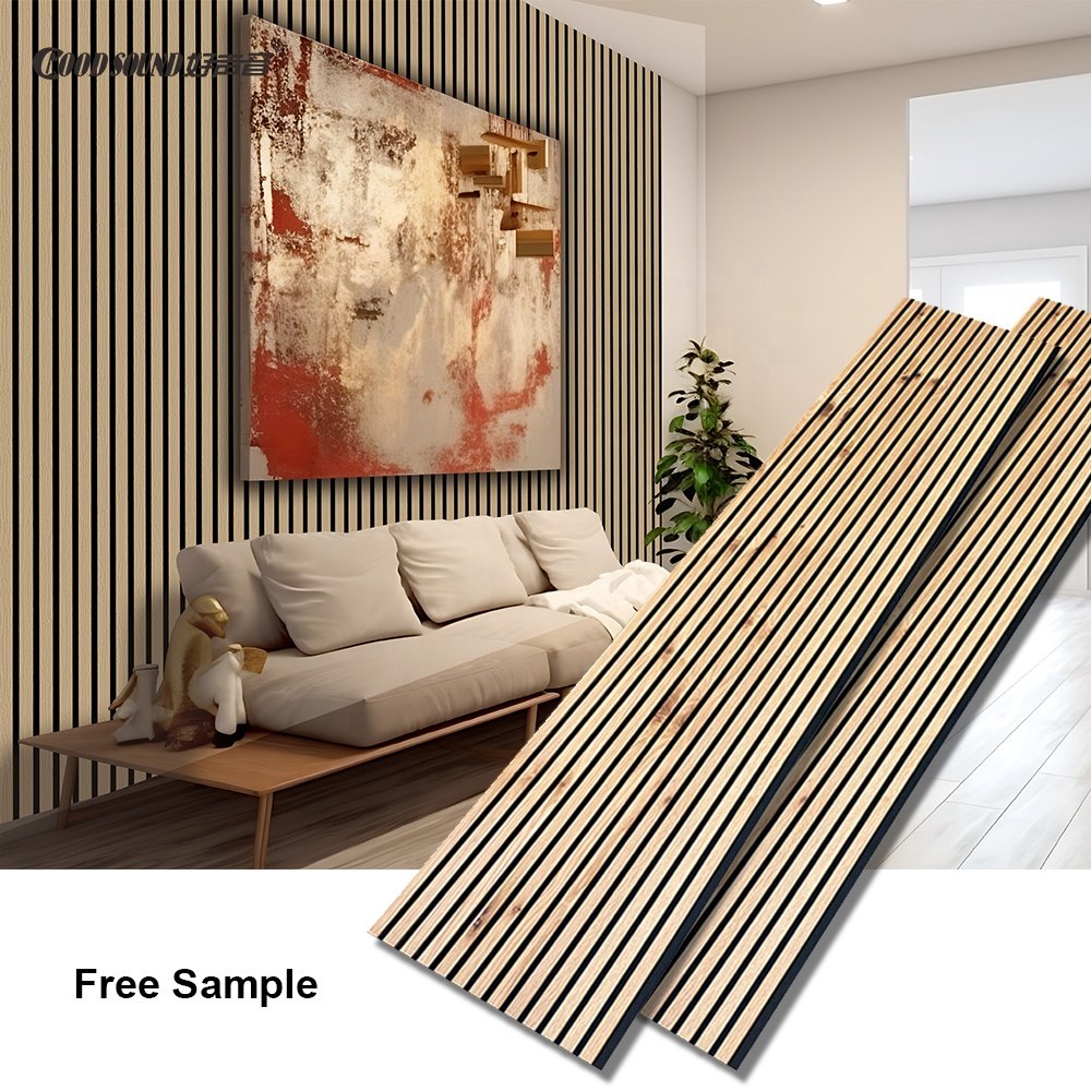 Goodsound Eco-friendly Acoustic Wooden Wall Board Soundproof Wood Slat Acoustic Wall Acoustic Panels Akupanel for Office