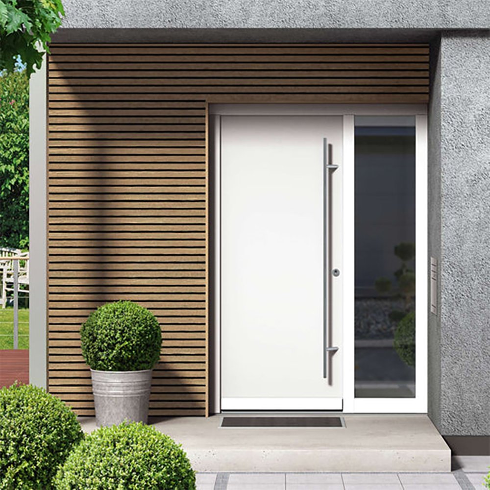 House Exterior Black-White Fluted Composite Wpc Wall Panel Outdoor Siding Board Eco-Friendly Panel Building Wpc Wall Cladding