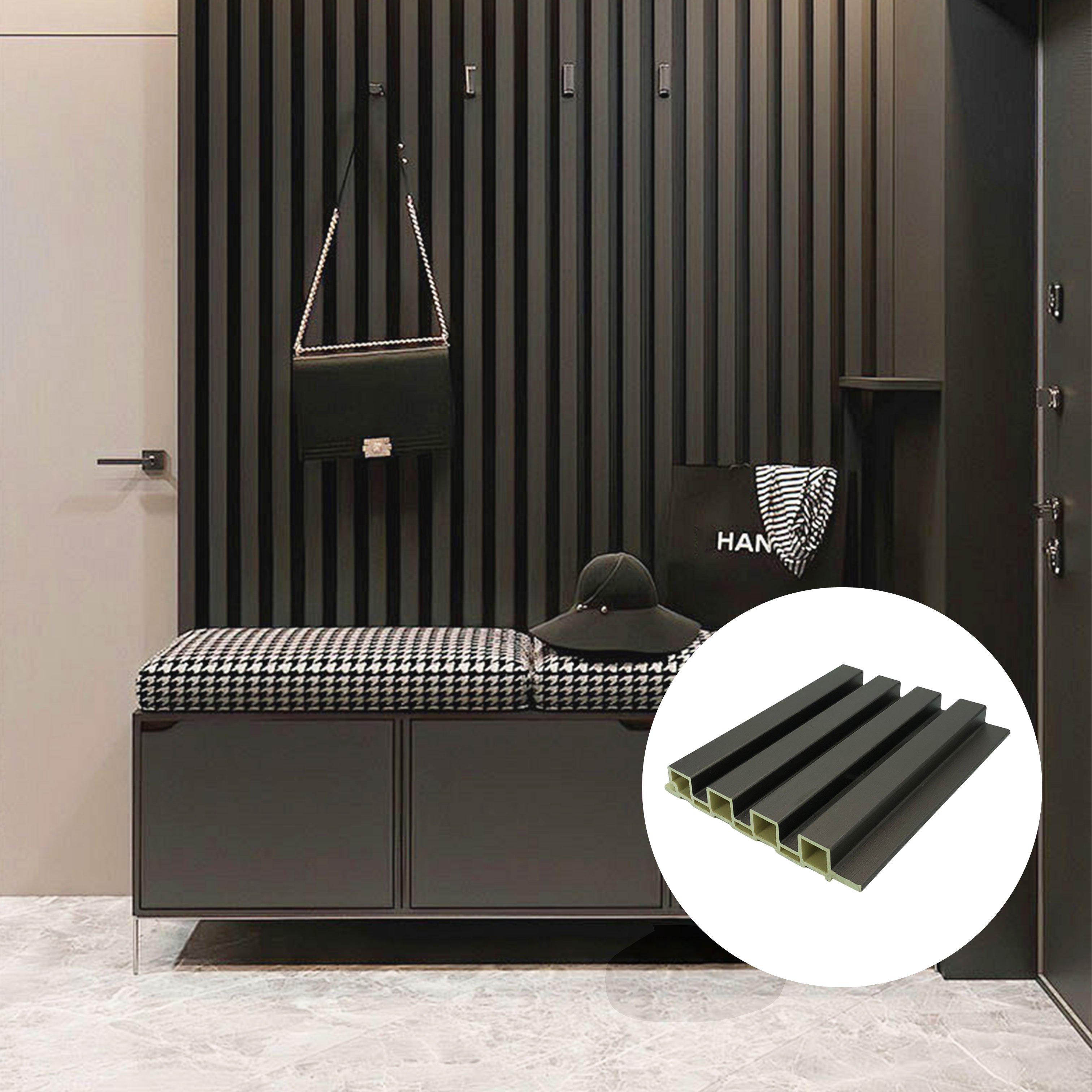 Reasonable Price Low Price 3D Wood Veneer Fluted Cladding Wpc Decor Wall Panel Board For Indoor Tv Background Wall Decoration
