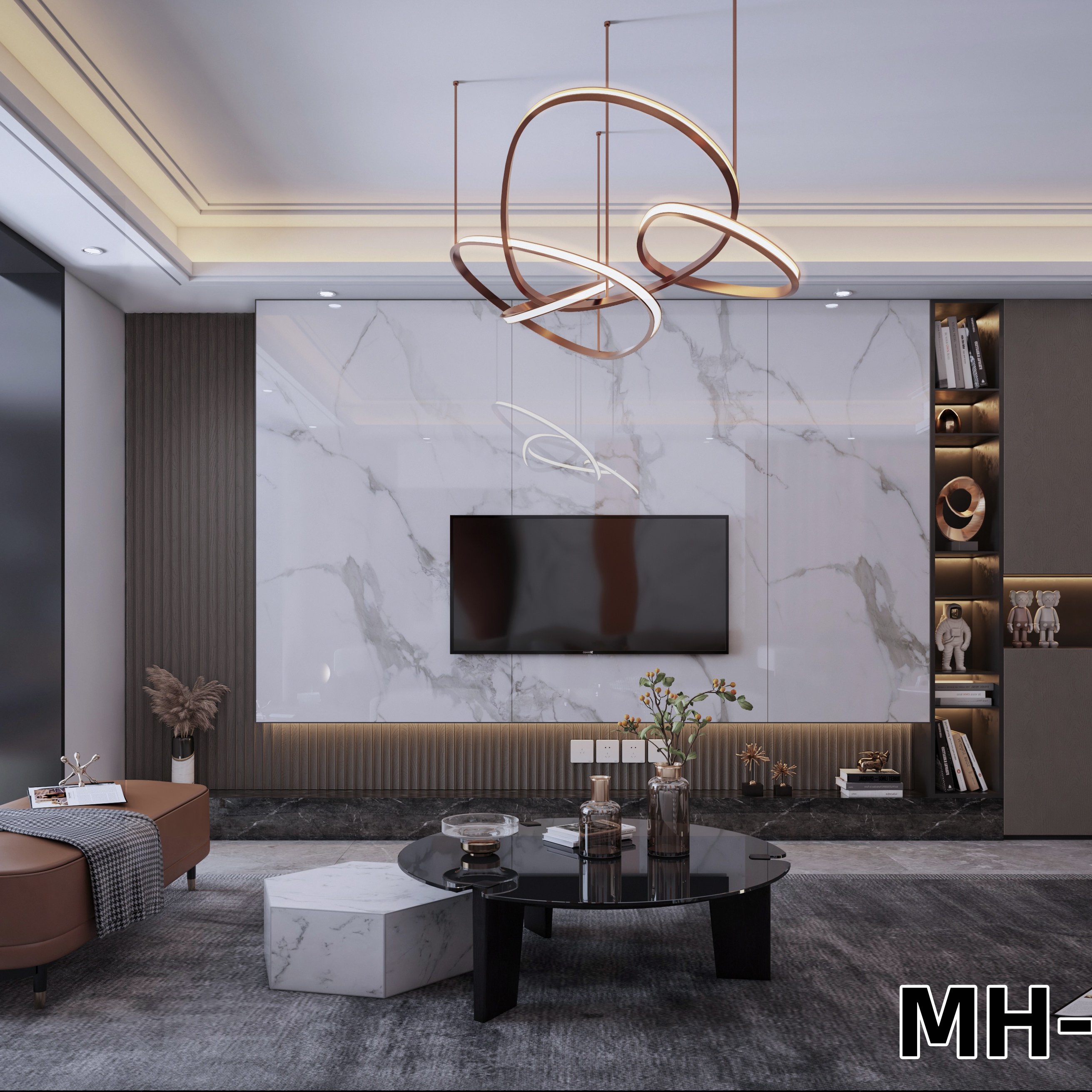 New modern style design WPC decorated wall board marble grain TV backdrop wall panel for living room TV background