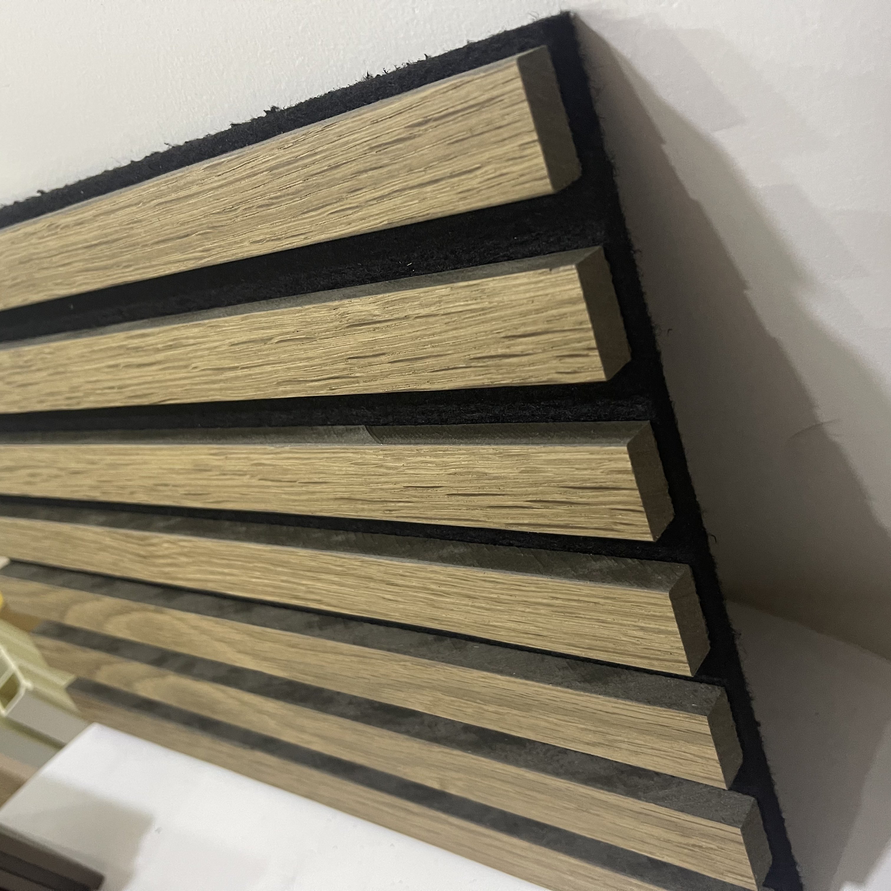 Easy to installation eco friendly material fireproof polyester board for indoor sound absorption wooden slat acoustic wall panel