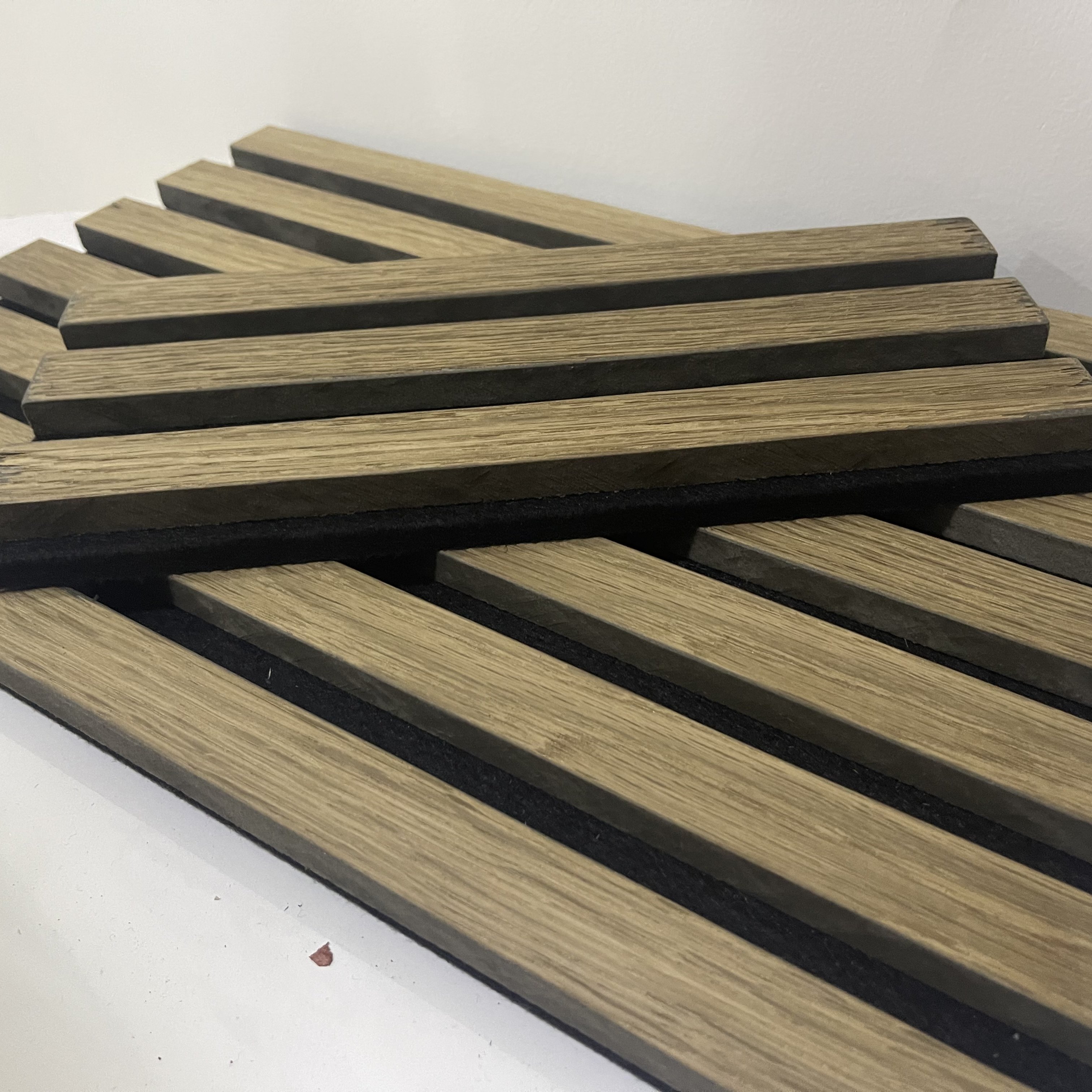 Easy to installation eco friendly material fireproof polyester board for indoor sound absorption wooden slat acoustic wall panel