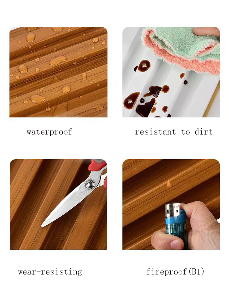 Traditional Soundproof MDF Board Trim Grooved Wall Trims Waved Slotted Design Moisture-Proof Wooden 3D Wall Panel Damask Style