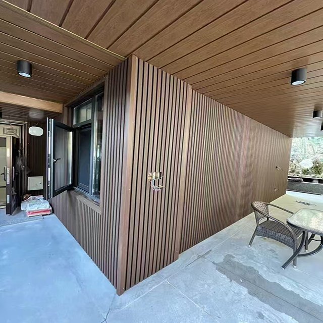 Modern plastic wood wall panel garden garden design anti-corrosion sunscreen high-quality plastic wood panel wall