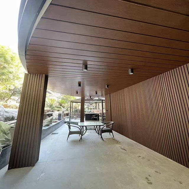 Modern plastic wood wall panel garden garden design anti-corrosion sunscreen high-quality plastic wood panel wall