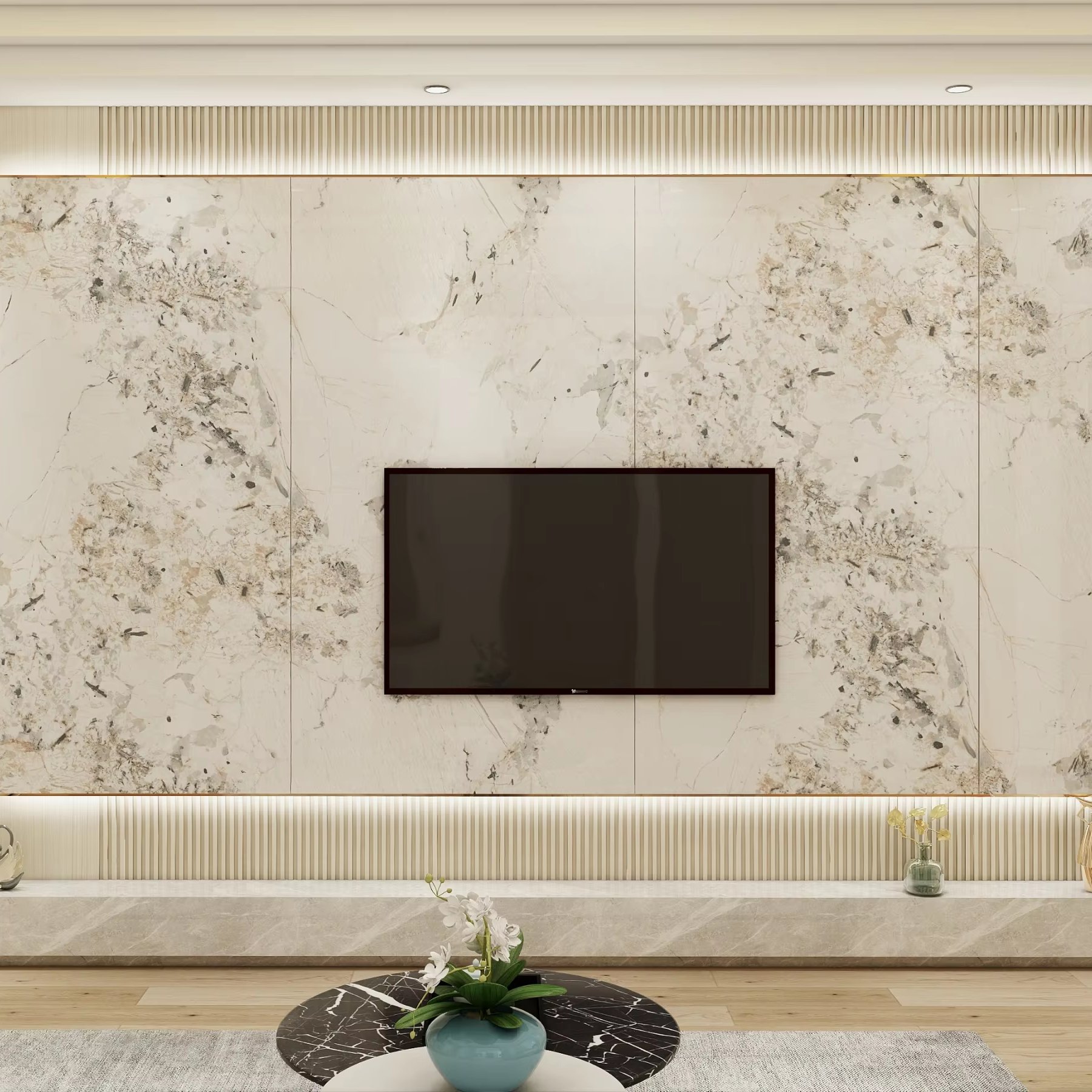 modern style design WPC wall board marble grain TV background wall panel for living room TV backdrop
