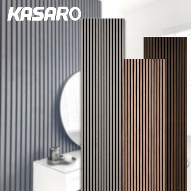 KASARO Fashion Wall Panel 3d Model Design Slat Mdf Board Decorative Acoustic Wood Slat Wall Panel For Indoor Commercial