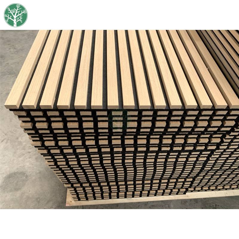 Oak Wooden Led Lights Acoustic Wall Panel Fluted Wall Cladding Slat Sound Proof Wall Panels For Living Room