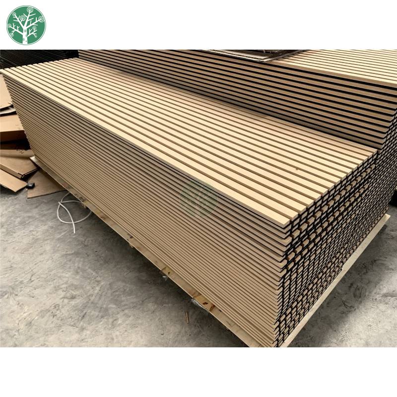 Oak Wooden Led Lights Acoustic Wall Panel Fluted Wall Cladding Slat Sound Proof Wall Panels For Living Room