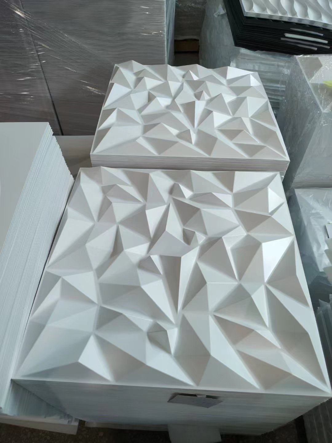 Diamond White 3D Wall Panel Geometrical Marble Alternative PVC Decor Panel PVC Boards