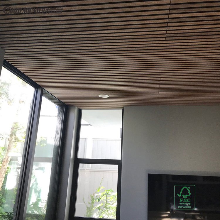 GoodSound Anti Sound Absorption Wall Slat Acoustic Treatment Polyester Fiber Pine Cherry Wood Acoustic Board