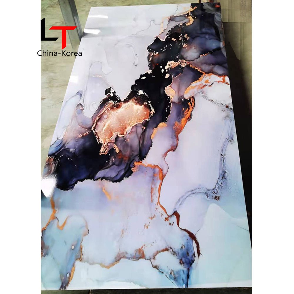 LT Hot Sale 3D UV Wall Panel Luxury Digital Printing Decor Wall Alternative Bright PVC Board For Bedroom Wall