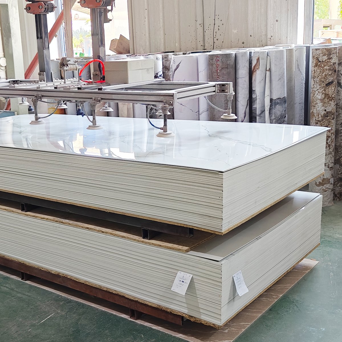 Foju ISO9001 Certified High Glossy UV PVC Marble Sheet Modern Board Interior Wall Decoration Office Hotel Marble Alternative