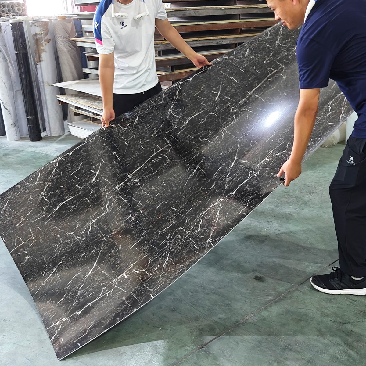 Foju ISO9001 Certified High Glossy UV PVC Marble Sheet Modern Board Interior Wall Decoration Office Hotel Marble Alternative