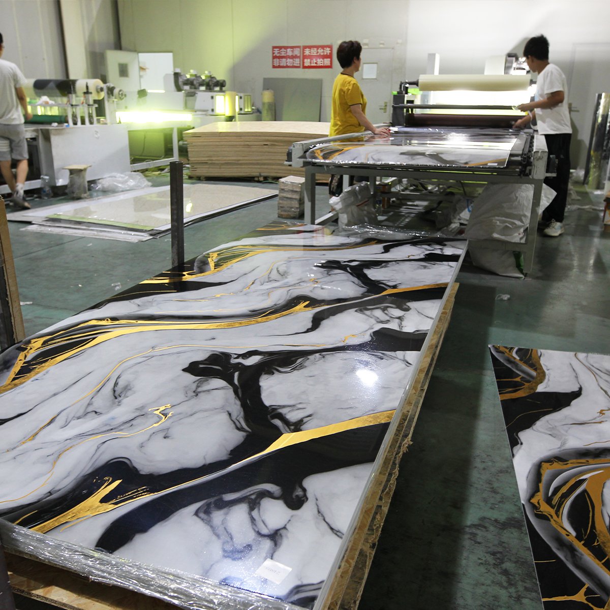 Foju ISO9001 Certified High Glossy UV PVC Marble Sheet Modern Board Interior Wall Decoration Office Hotel Marble Alternative