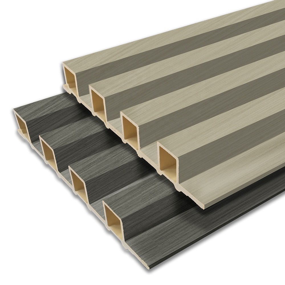 Home Hotel Office WPC Wall Panel White Stripe PVC Slat Wave Wall Board