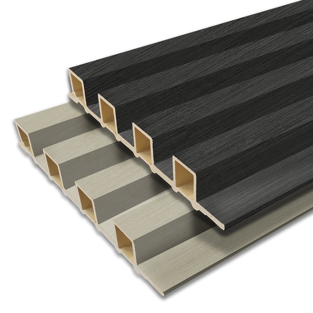 Home Hotel Office WPC Wall Panel White Stripe PVC Slat Wave Wall Board