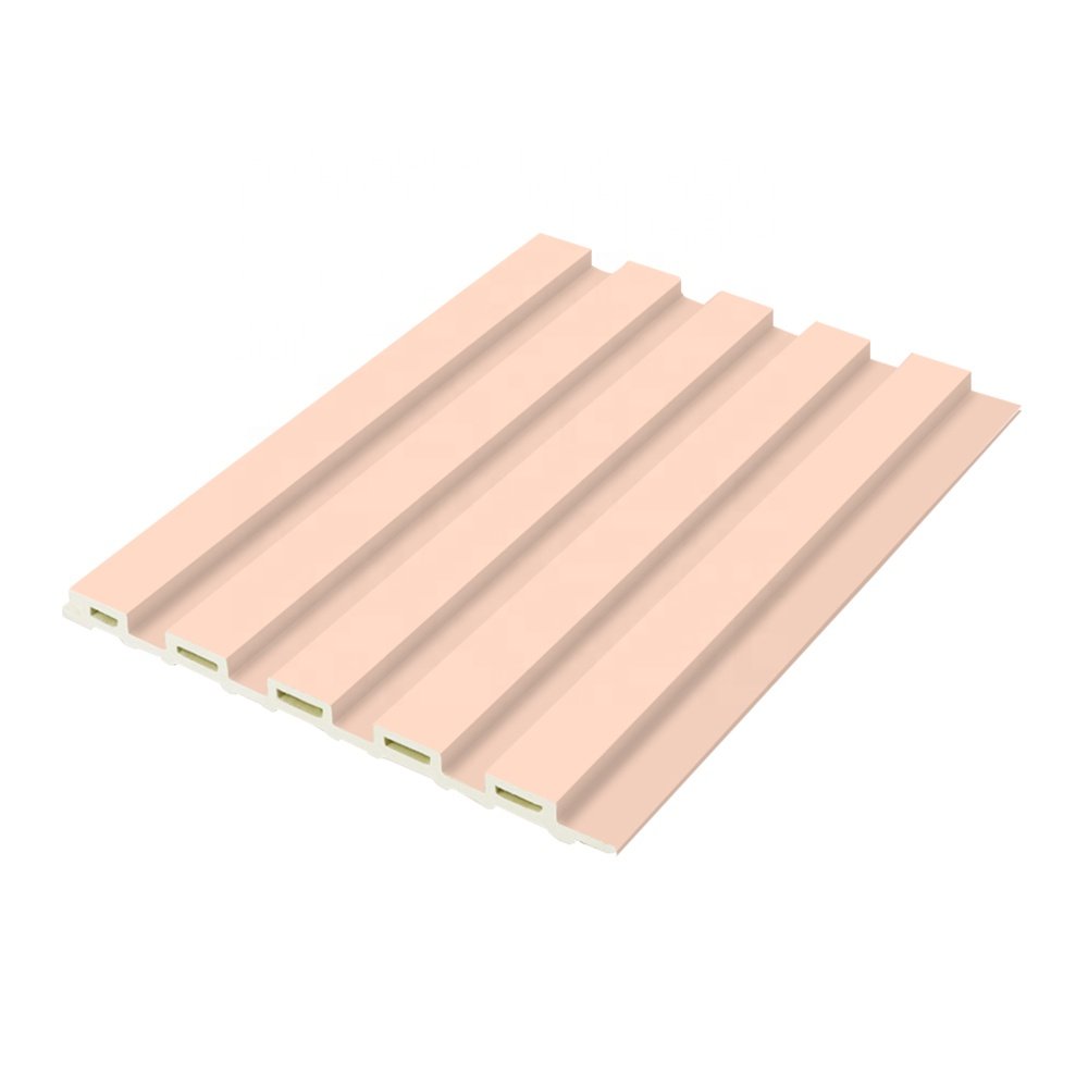 Home Hotel Office WPC Wall Panel White Stripe PVC Slat Wave Wall Board