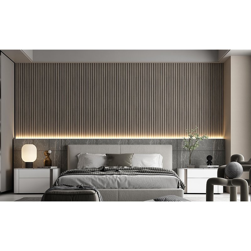 Home Hotel Office WPC Wall Panel White Stripe PVC Slat Wave Wall Board